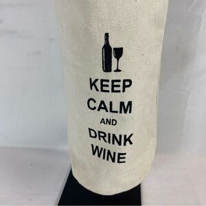 Keep Calm and Drink Wine Canvas Leather Tote Wine Bottle Carrier